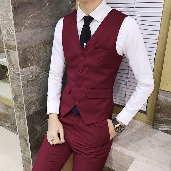 Men's Solid Color Slim-fit Waistcoat Vest
