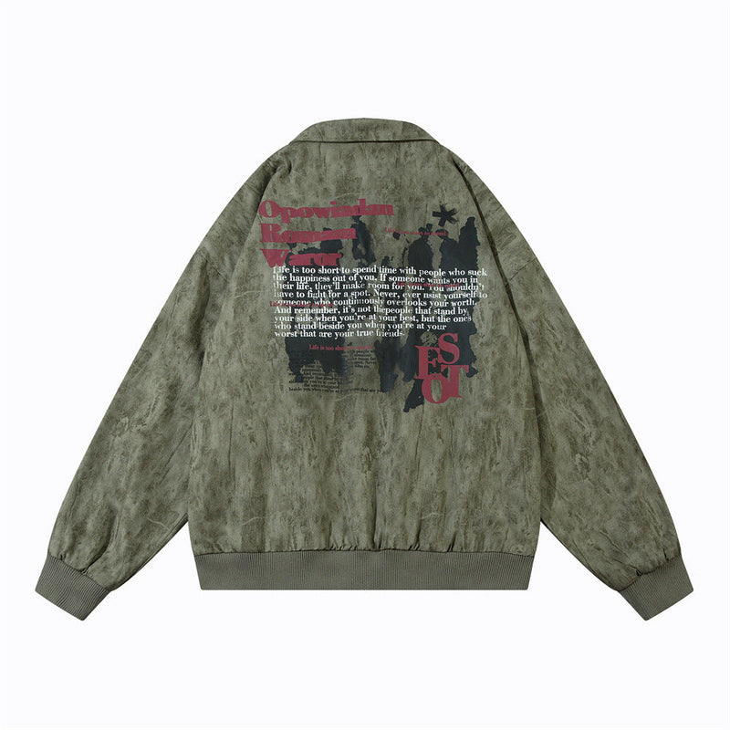 Dark Depressed Printed Loose Jacket