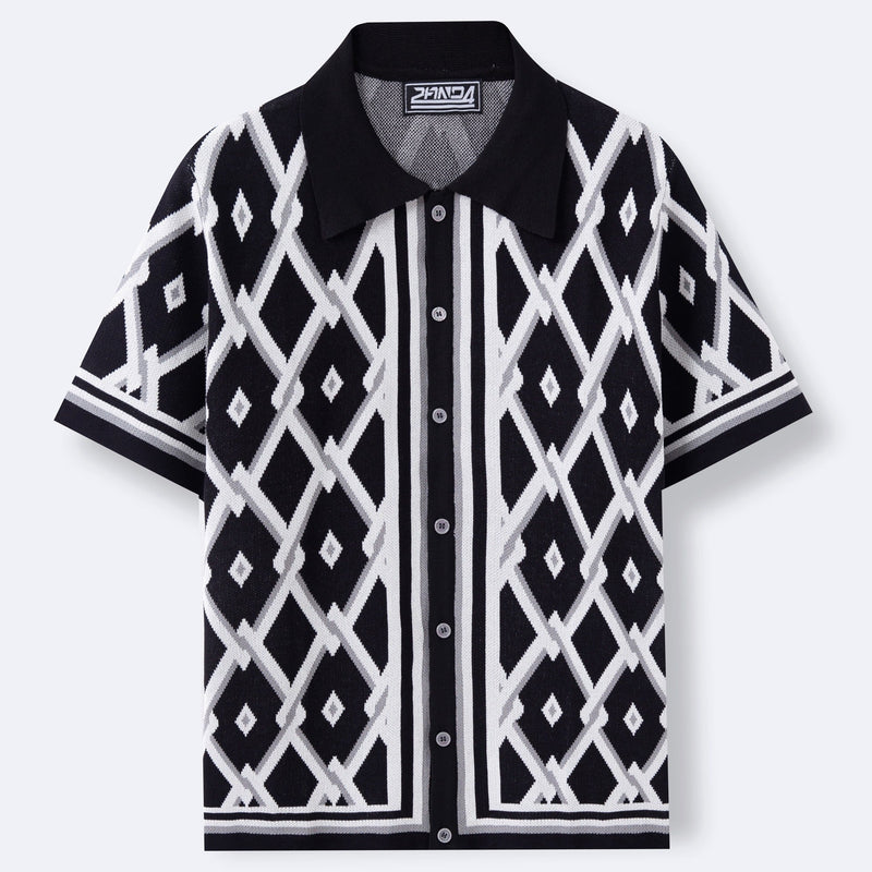 Summer Jacquard Knitted Short-sleeved Cardigan shirt