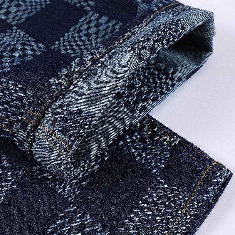 Checkerboard Jacquard Jeans For Men