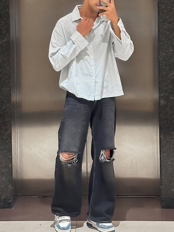 Men's Casual Striped Long-sleeved Shirt