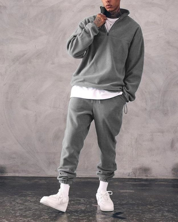 T-shirt loose plus fleece sweater men's suit