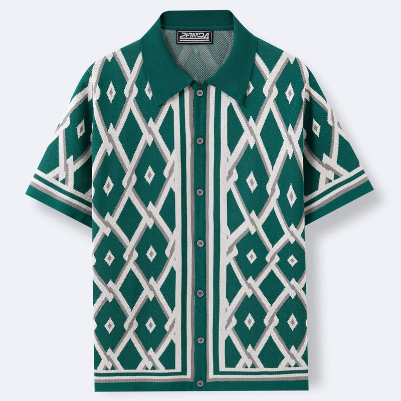 Summer Jacquard Knitted Short-sleeved Cardigan shirt
