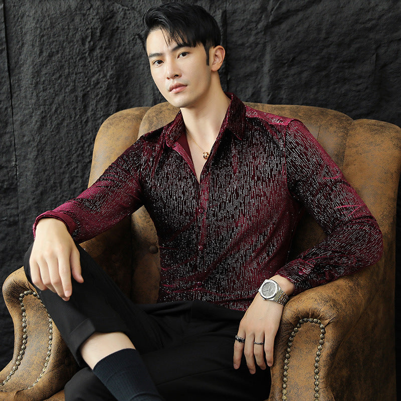 Slim Fit Glossy Shirt For Men