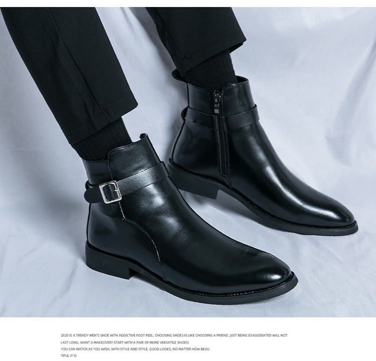 Men's High-top Leather chelsea boots