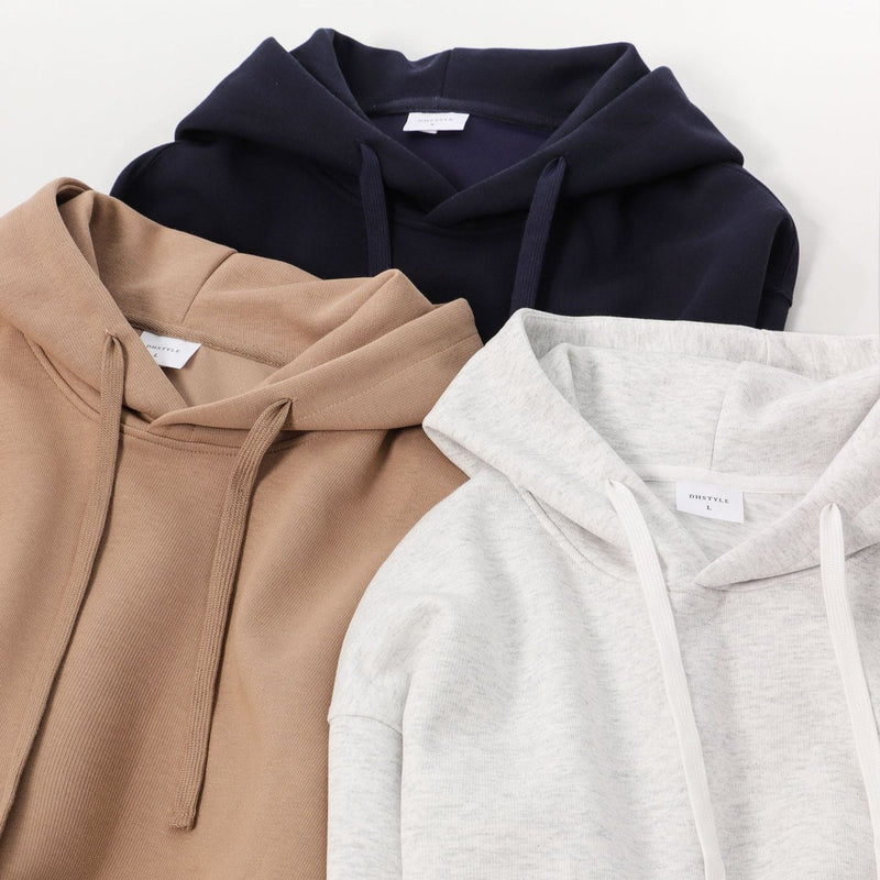 Simple Cotton Composite Drop-shoulder Hooded Sweater