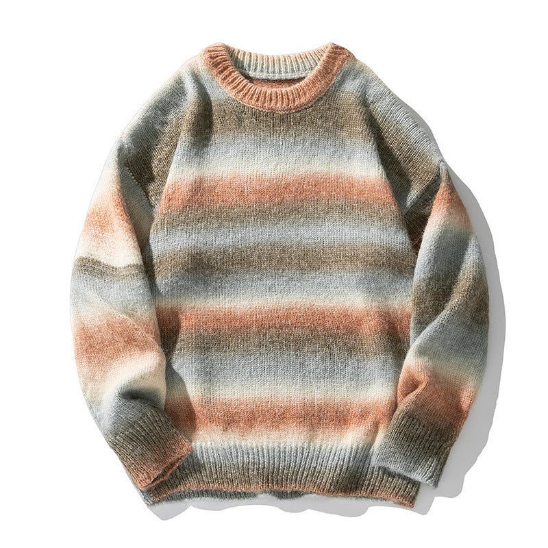 Japanese Gradient Satin Dyed Round Neck Sweater For couple