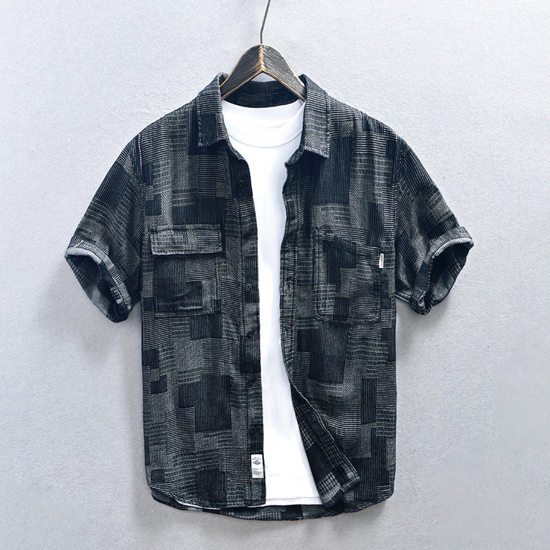 Loose Casual Men's Mesh Cowboy Short Sleeve Shirt