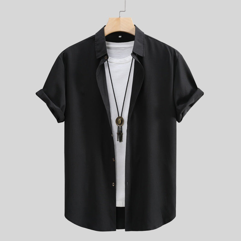 Men's Short-sleeved Solid Color Summer Shirt