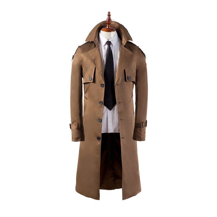 Super Long Over The Knee Slim Business Casual Men's Trench Coat