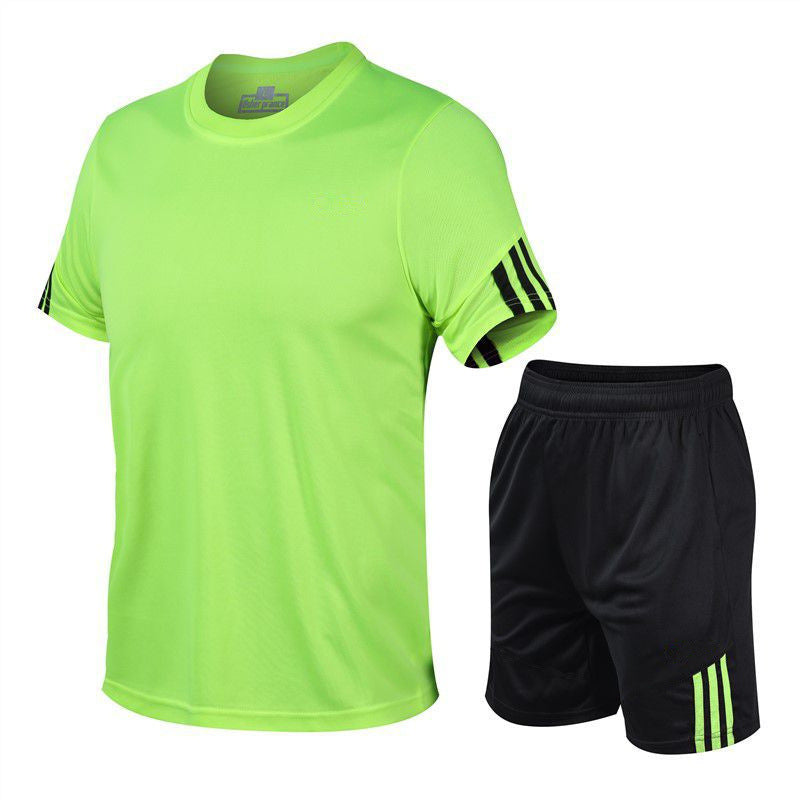 Men Sports Running Track Suit Gym Two Piece Quick Drying Clothes
