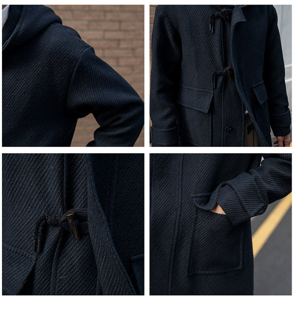 Wool Hooded warm trench Coat for men