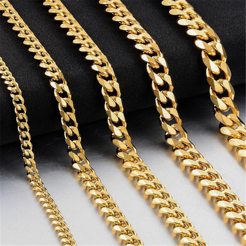 Six-sided Grinding Cuban Titanium Steel Necklace