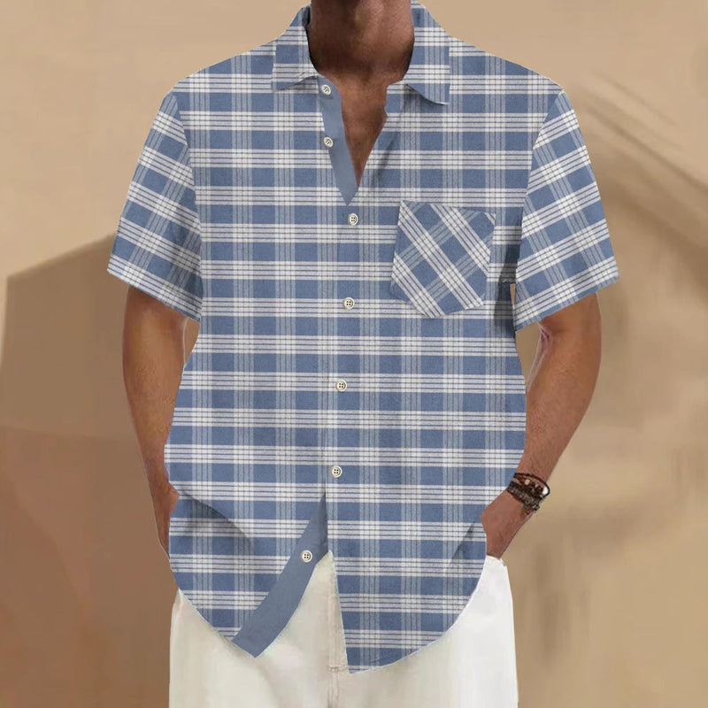 Personal Leisure Printed Loose Men's Cardigan Summer Short Sleeve shirt
