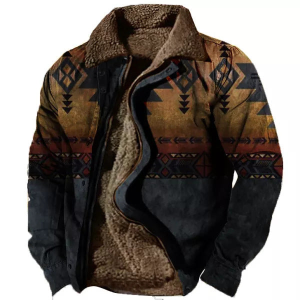 Thickened Side Seam Casual Zipper Loose Cotton Jacket Men