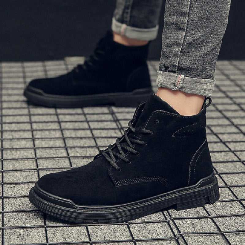 Casual leather high-top boots