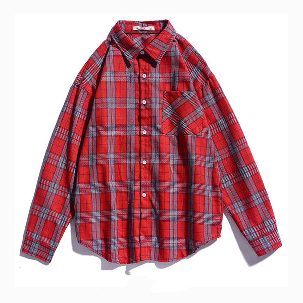 New Long Sleeve Plaid Shirt Men