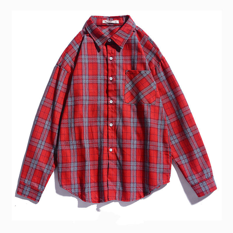 New Long Sleeve Plaid Shirt Men