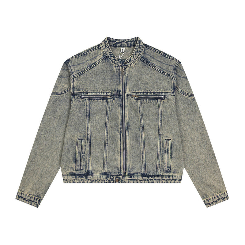 Short Denim Distressed Jacket Male