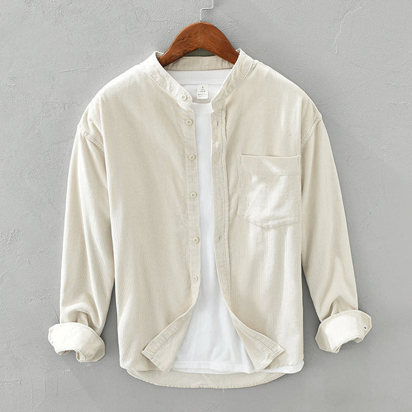 Loose Corduroy Stand Collar Shirt