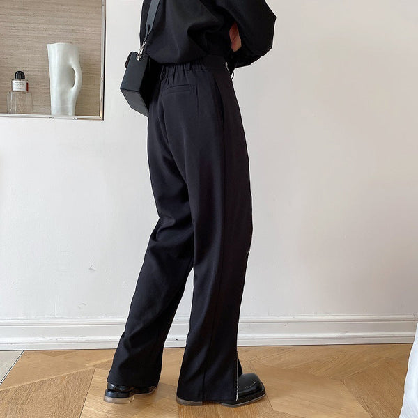 Zipper Decorative Slit Trousers For Men