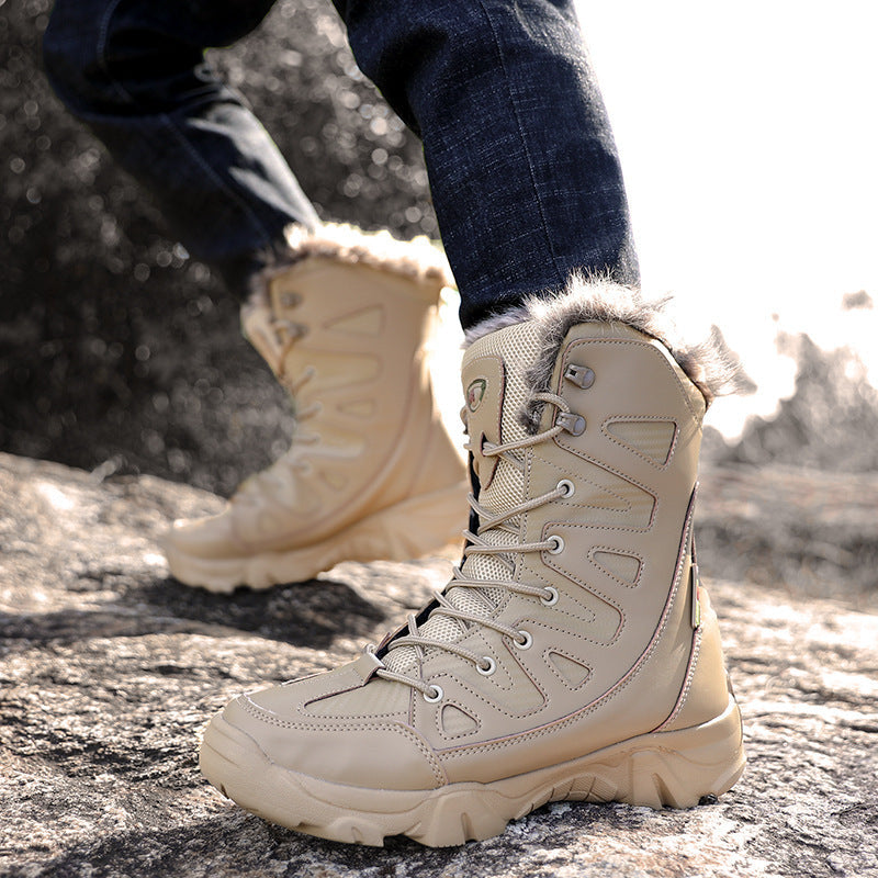 Snow  Cotton Boots Winter High-top Fleece-lined Warm Slugged Bottom Lace-up boots