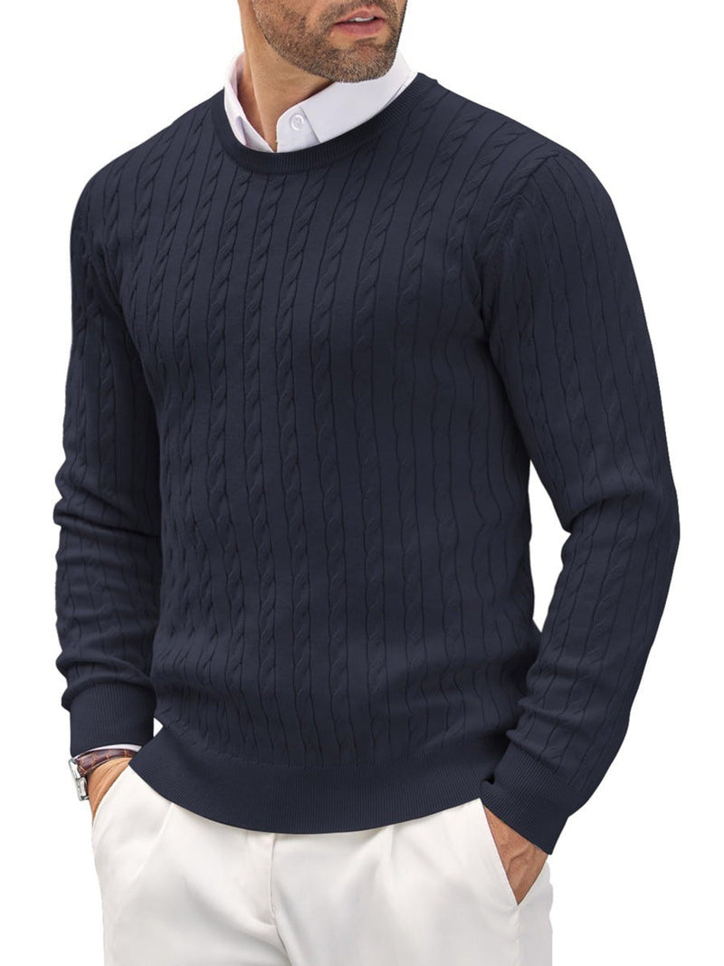 Round Neck Knitted Twisted Flower Slim Fit Sweater