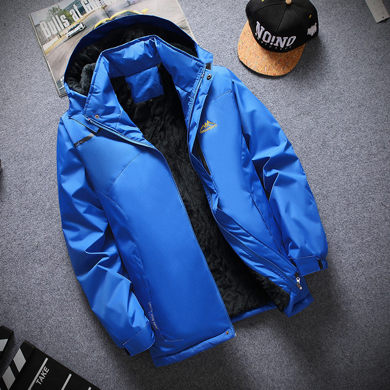Zipper Regular Side Seam Waterproof Fleece Lined Thickened Breathable Jacket