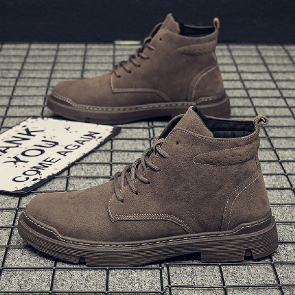 Casual leather high-top boots