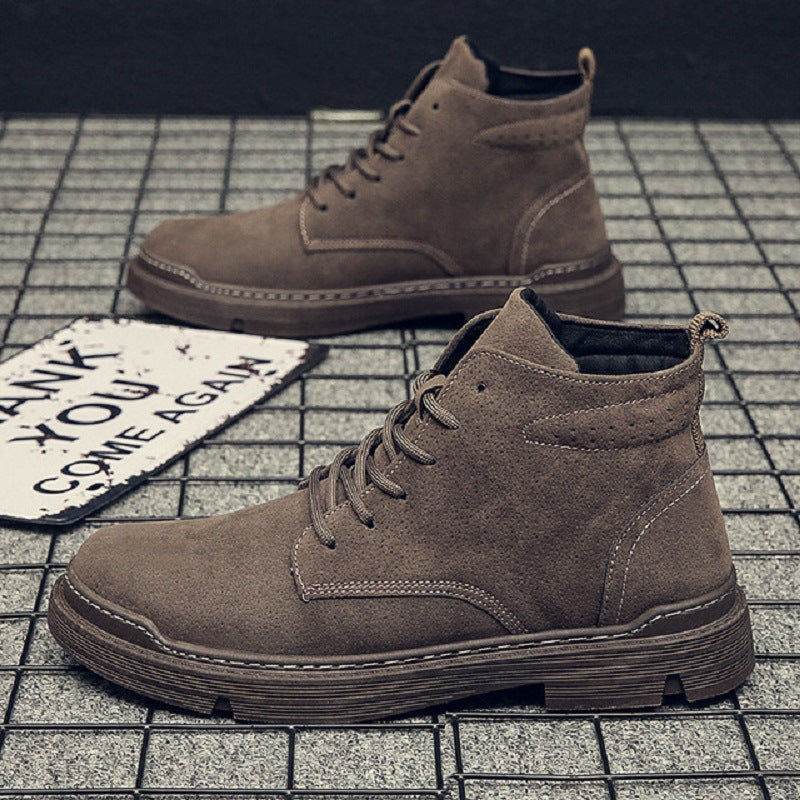 Casual leather high-top boots