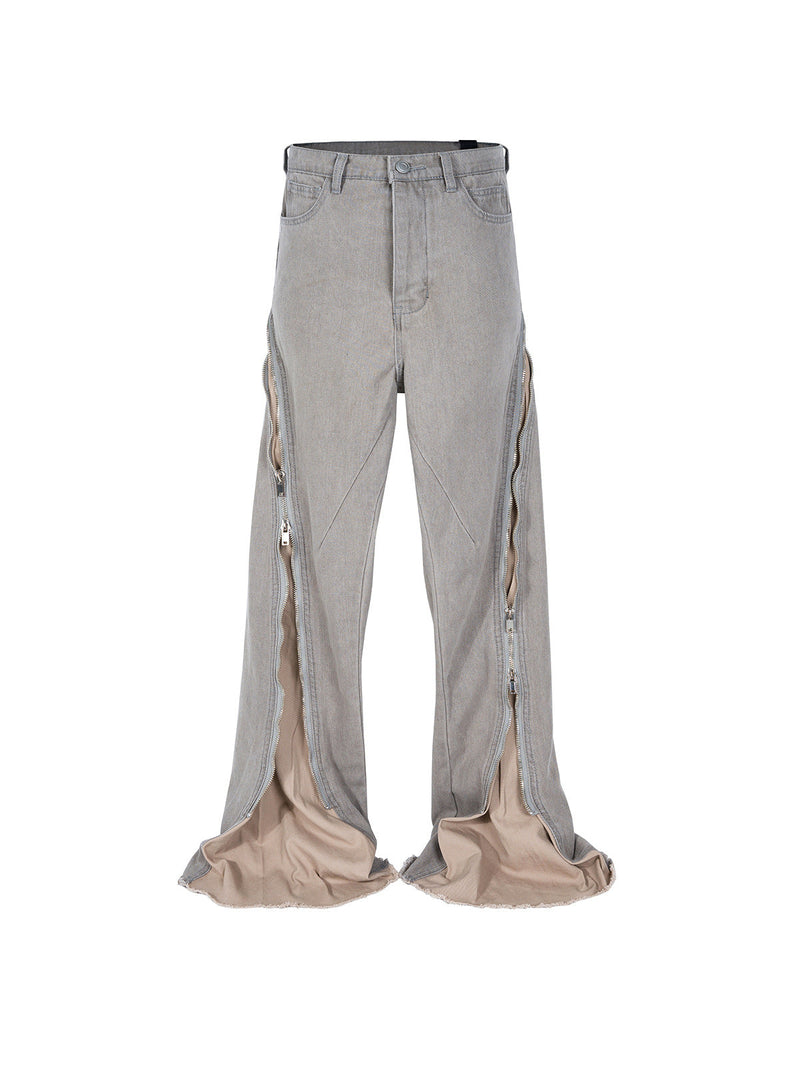Spiral Track Big Zipper Profile Jeans