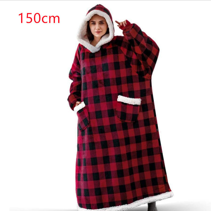 Winter Hoodie Blanket Winter Warm Home Clothes Women Men Oversized Pullover With Pockets