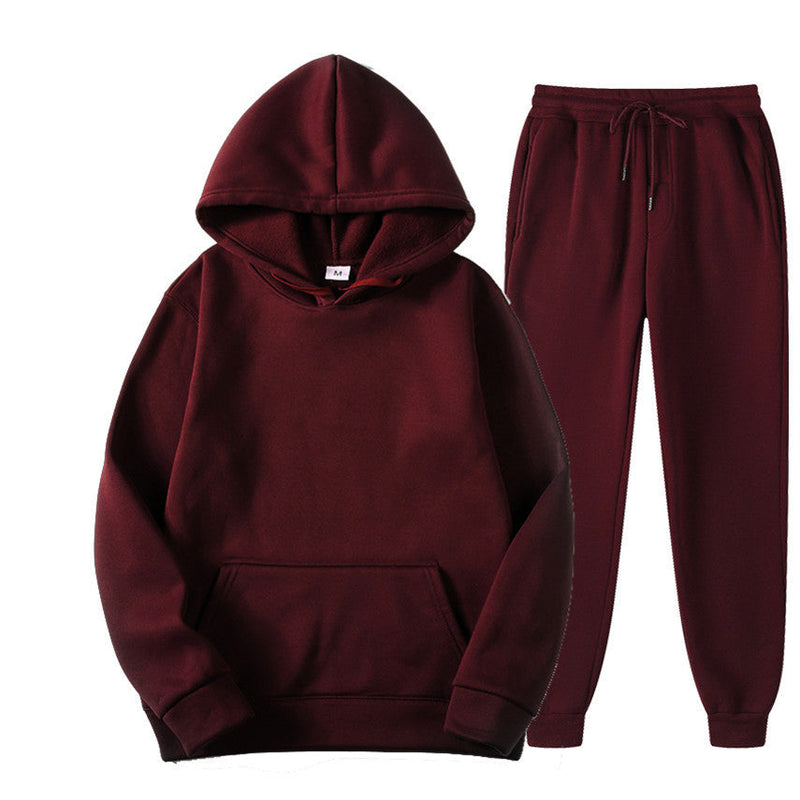 Casual Solid Color Sweater And Velvet Pullover jumpSuit for men