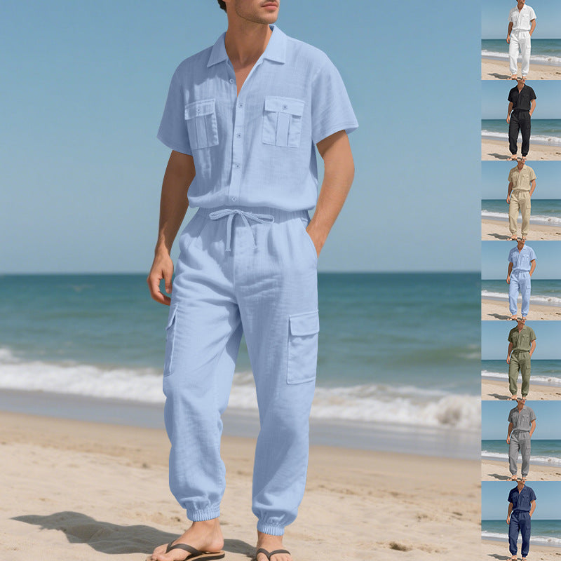 Workwear Casual Shirt Short Sleeve Trousers Suit