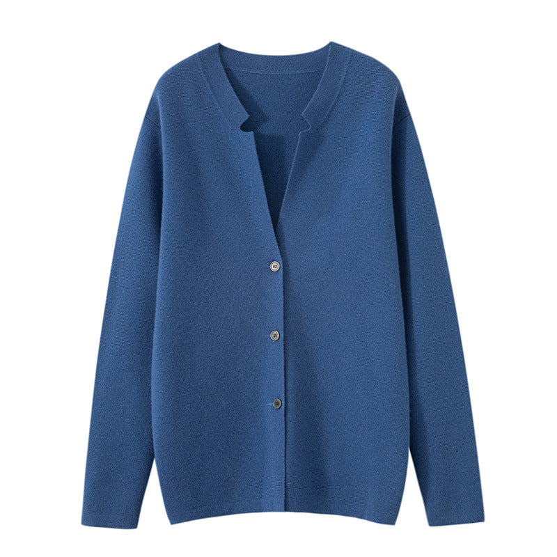 Wool Cardigan Men's Stand Collar Solid Color sweater