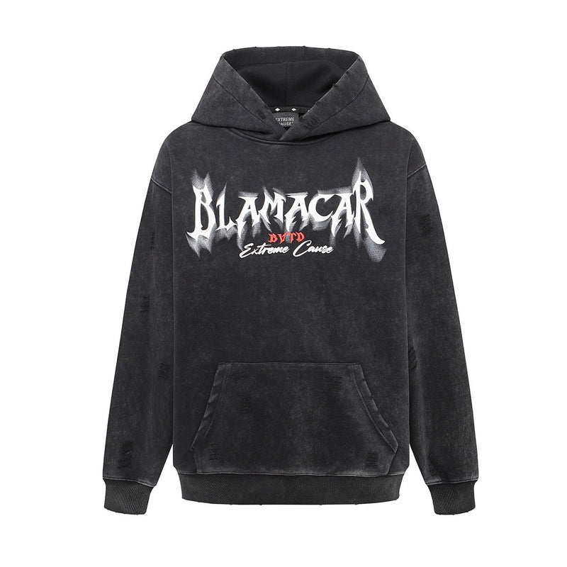 Retro Heavy Washed Hoodie Printed Hoodie