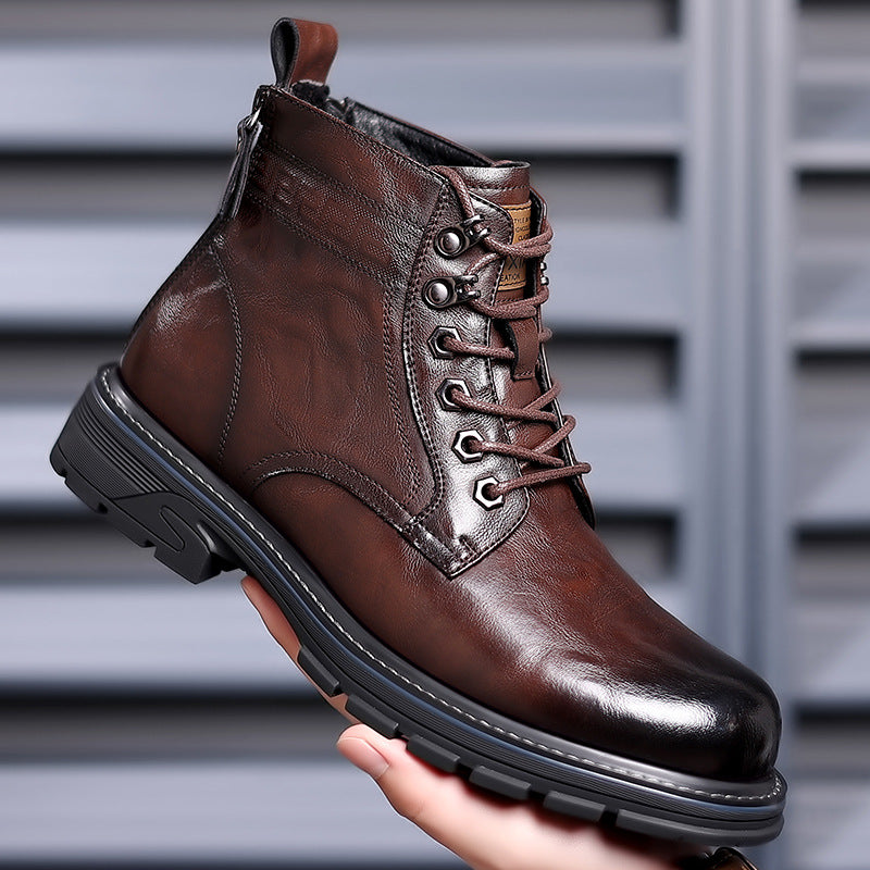 British Style All-matching Work Ankle Haulage Motor Leather Boots