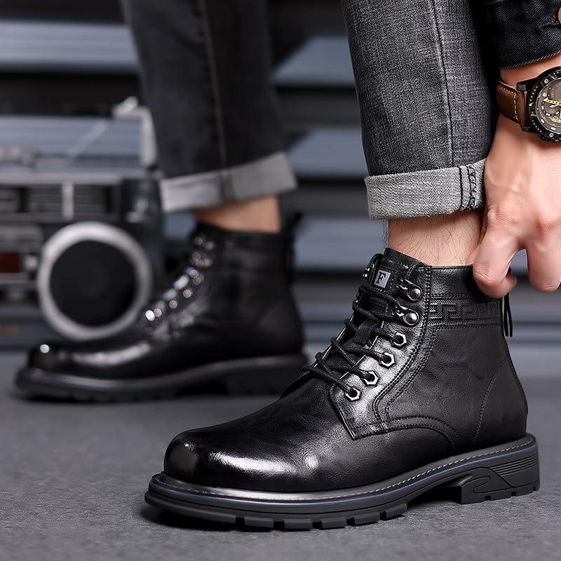 British Style All-matching Work Ankle Haulage Motor Leather Boots