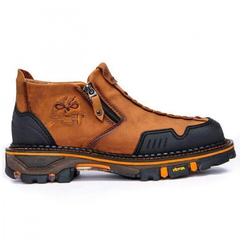 Men's Round Toe Large Size Side Zipper Martin Boots