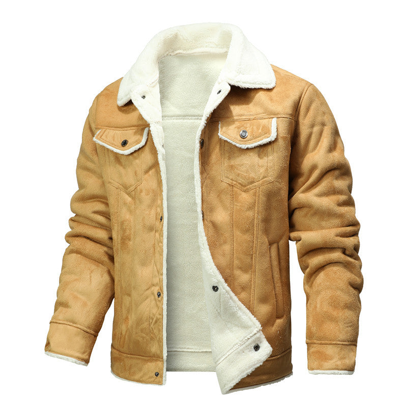 Men's Autumn And Winter Fur Korean Lapel Slim Fit Warm Coat