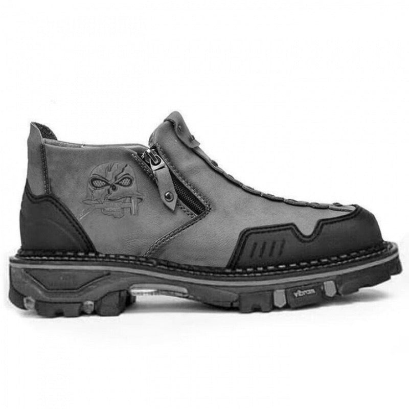 Men's Round Toe Large Size Side Zipper Martin Boots