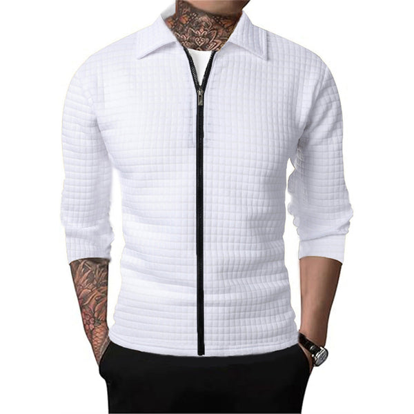 Men's Casual Long-sleeved Lapel Waffle Jacket