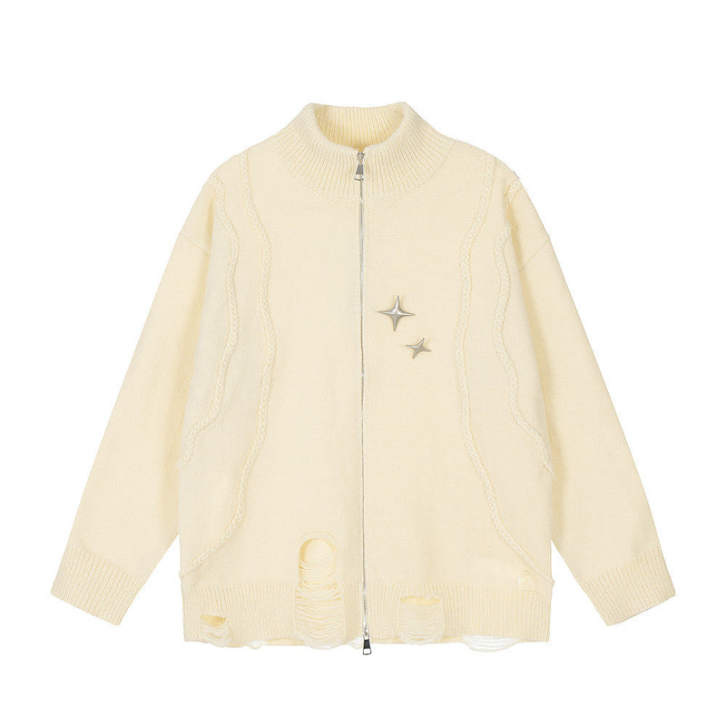 Stand Collar Cardigan Sweater Men's