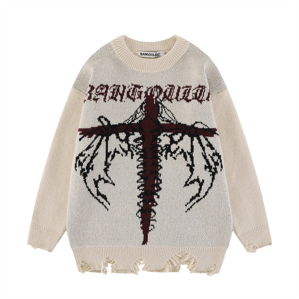 Cross Pullover Men's Street Dark Sweater