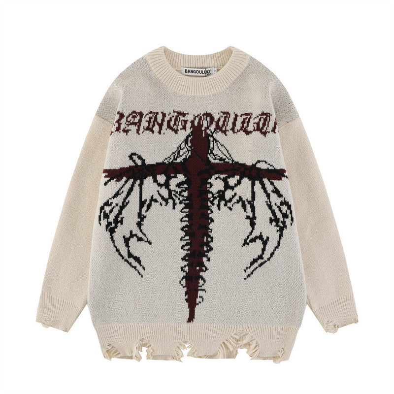Cross Pullover Men's Street Dark Sweater