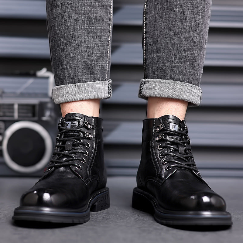 British Style All-matching Work Ankle Haulage Motor Leather Boots