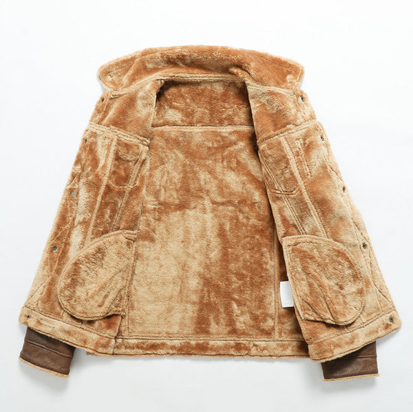 Men's Autumn And Winter Fur Korean Lapel Slim Fit Warm Coat