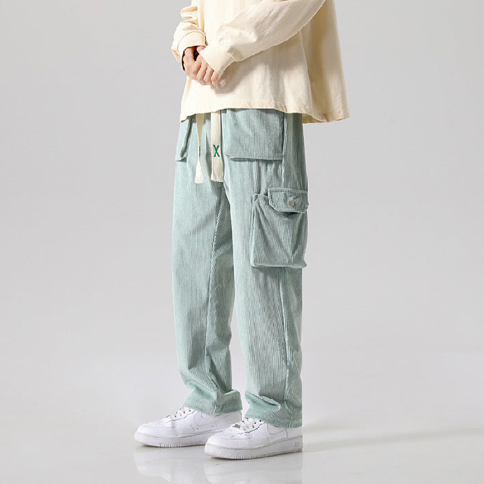 Men's Loose Corduroy Multi-pocket Straight Cargo Pants