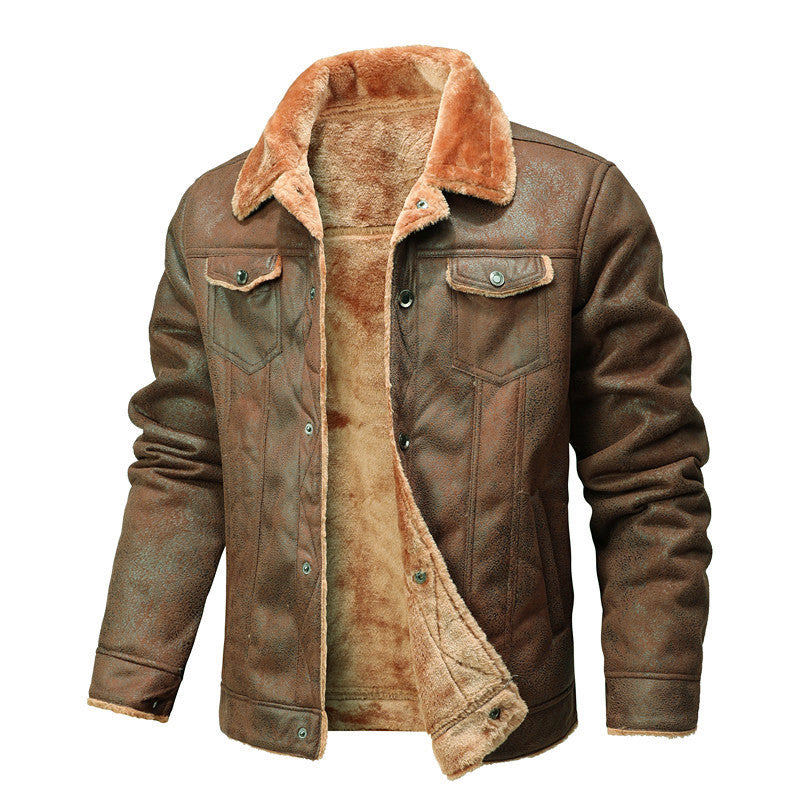 Men's Autumn And Winter Fur Korean Lapel Slim Fit Warm Coat