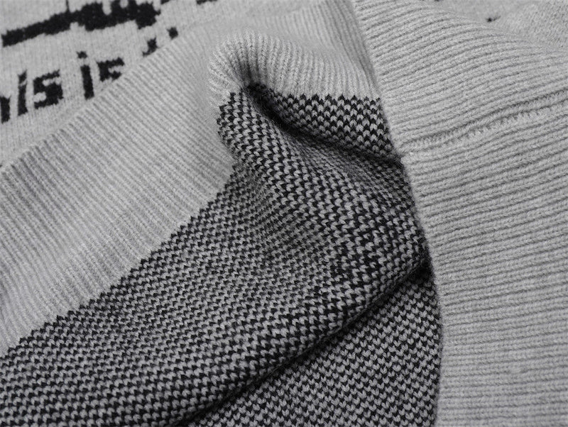 Letter Jacquard Loose-fitting Sweater For Men